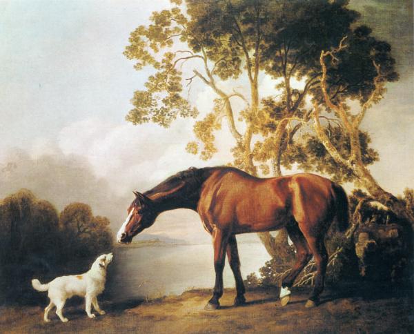 George Stubbs, Bay horse and white dog